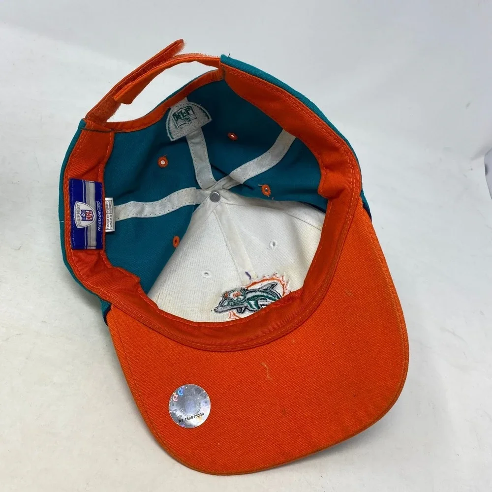 Miami Dolphins NFL Equipment Reebok Hat Adjustable‎ Teal Orange White Mesh Cap